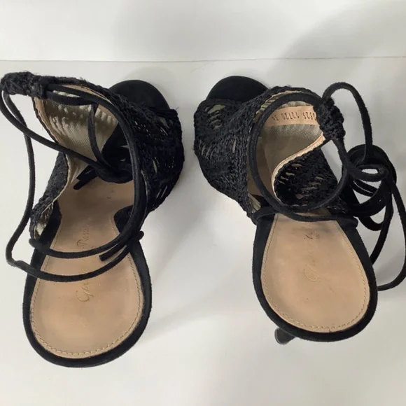 GIANVITO ROSSI Bardot crochet-knit and suede heels - Picture 11 of 16